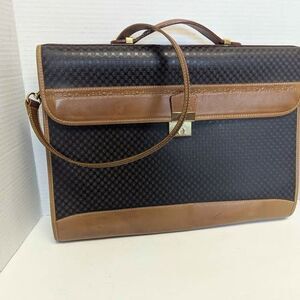 Vintage Classic Professional HEBE Tan Black Leather Crossbody Bag Briefcase